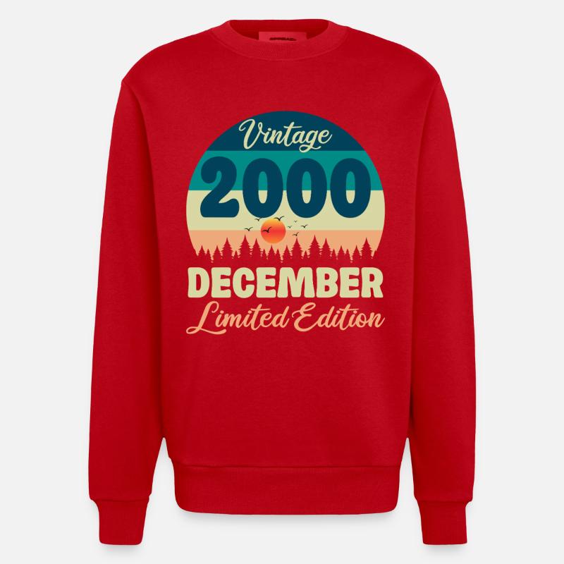 Anniversaire Décembre 2000 Cadeau D'anniversaire - Sweat bio épais oversize fabriqué en UE - rouge
