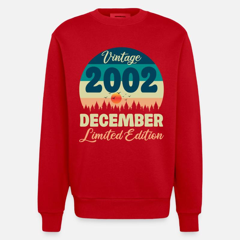Anniversaire Décembre 2002 Cadeau D'anniversaire - Sweat bio épais oversize fabriqué en UE - rouge