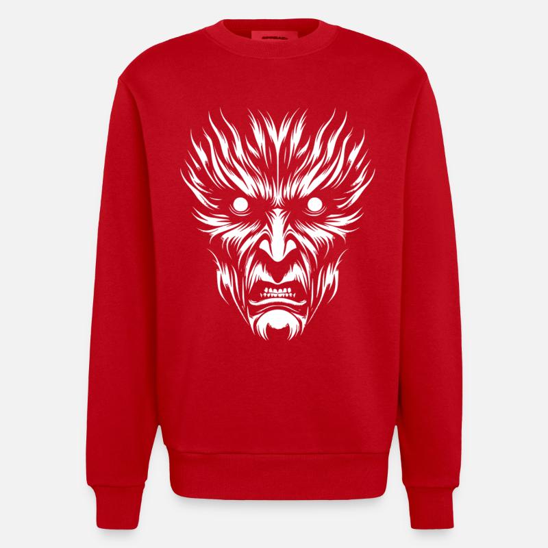 Face de Loup de Lune - Sweat bio épais oversize fabriqué en UE - rouge