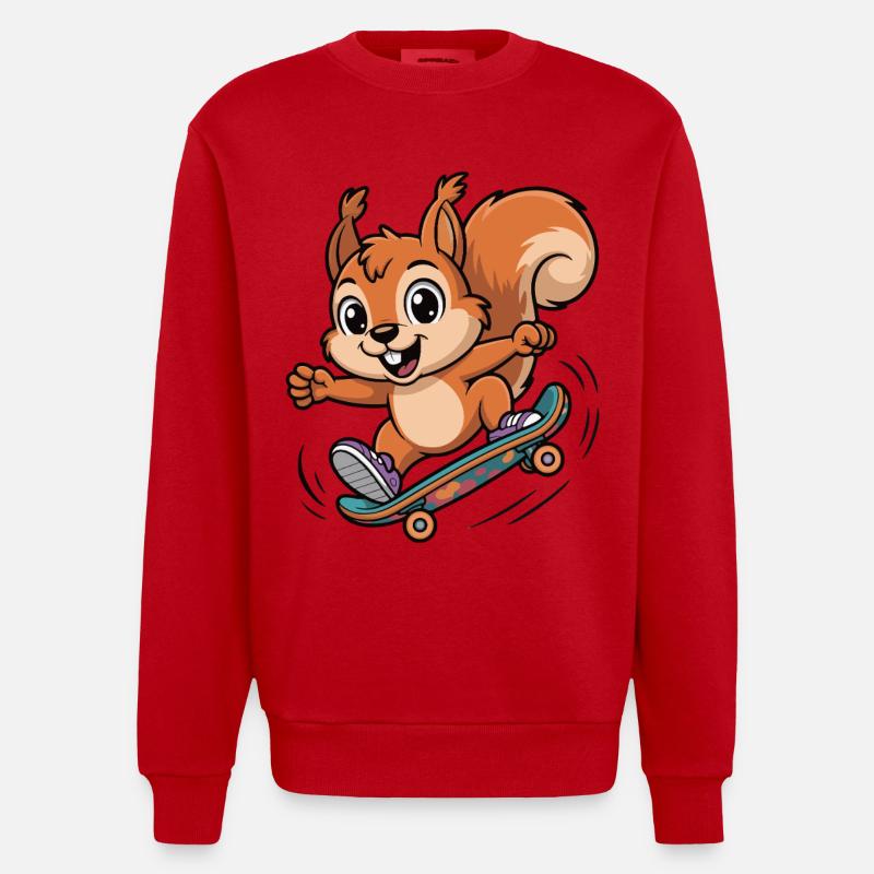 Skate-Eichhörnchen Sprinter - Heavyweight Oversized Organic Crew Neck Made in EU - Rot
