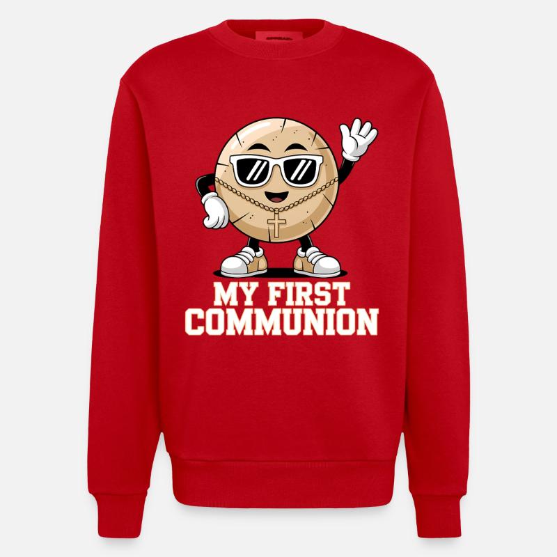 Biscuit de première communion avec style - Sweat bio épais oversize fabriqué en UE - rouge