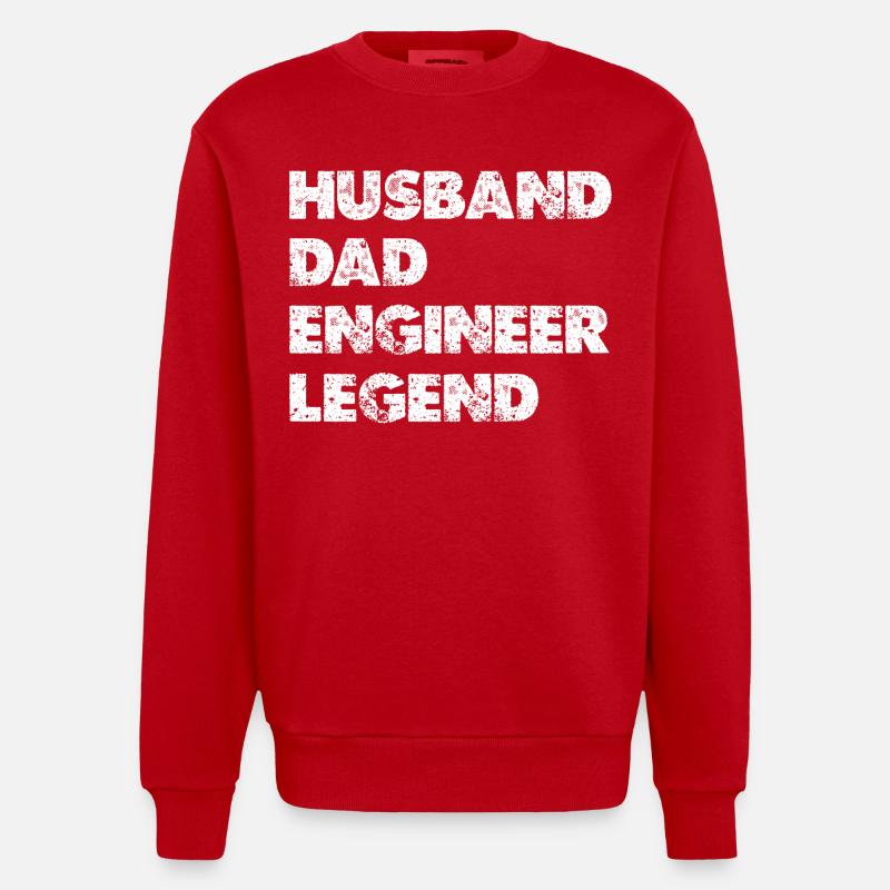 Husband Dad Engineer Legend - Heavyweight Oversized Organic Crew Neck Made in EU - Rot
