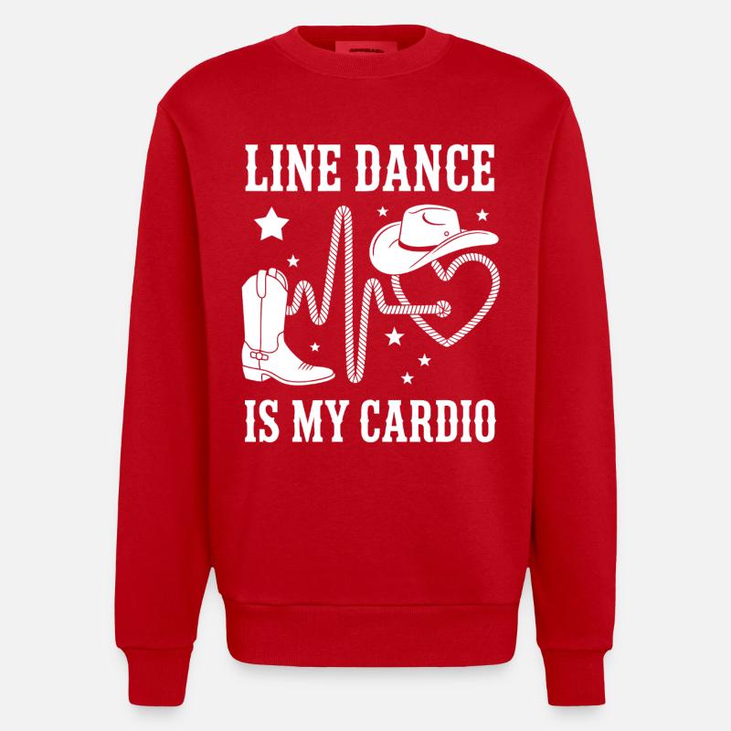 Line Dance Cardio Stil - Heavyweight Oversized Organic Crew Neck Made in EU - Rot