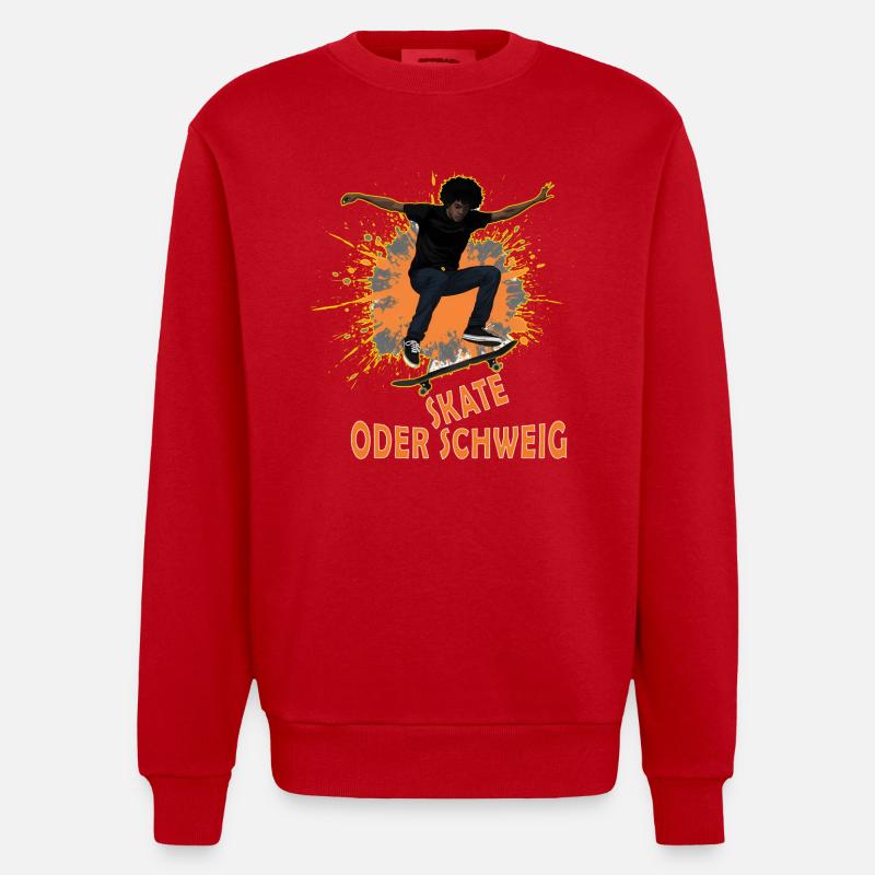 Skate Oder Schweig Splash - Heavyweight Oversized Organic Crew Neck Made in EU - Rot