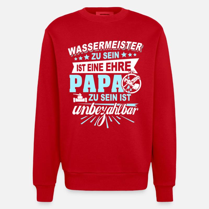 Papa Maître de l’eau - Sweat bio épais oversize fabriqué en UE - rouge