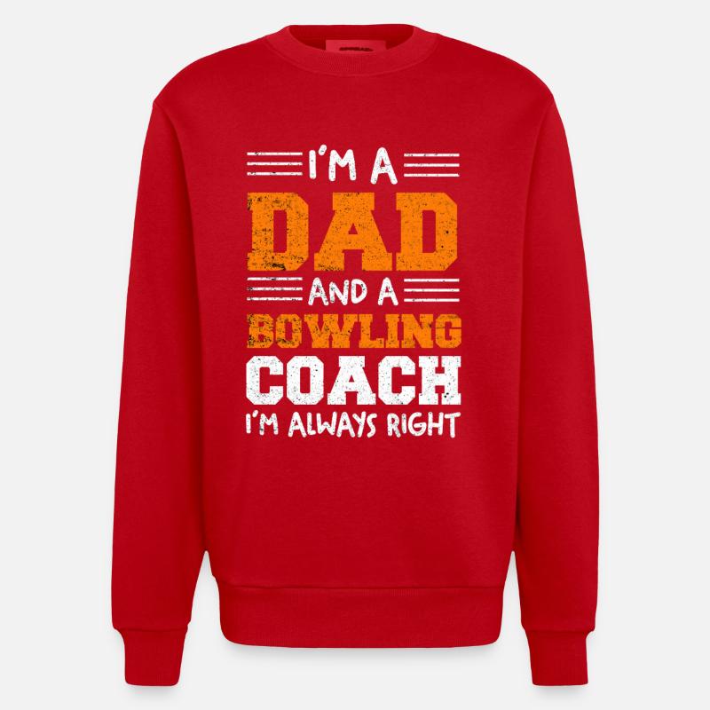 Ich bin Dad und Bowling-Coach - Heavyweight Oversized Organic Crew Neck Made in EU - Rot