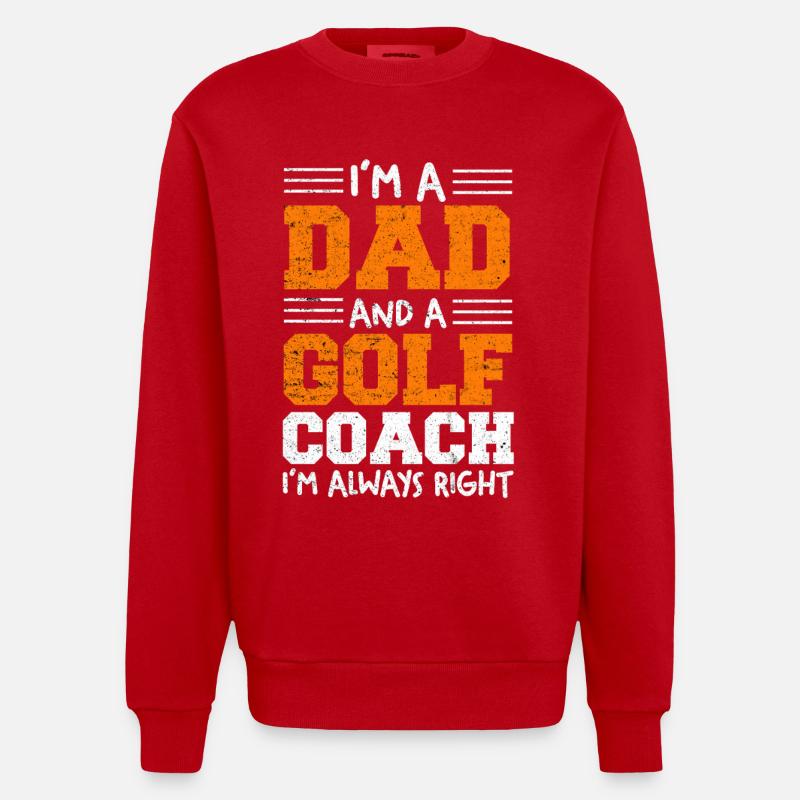 Ich bin Dad und Golf-Coach - Heavyweight Oversized Organic Crew Neck Made in EU - Rot