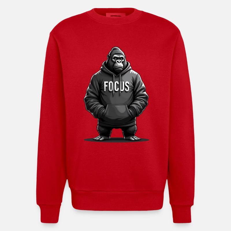 Gorilla Focus Kraft Motivation Training - Heavyweight Oversized Organic Crew Neck Made in EU - Rot