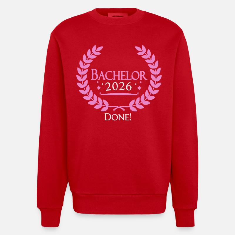 Bachelor 2026 Geschafft - Heavyweight Oversized Organic Crew Neck Made in EU - Rot
