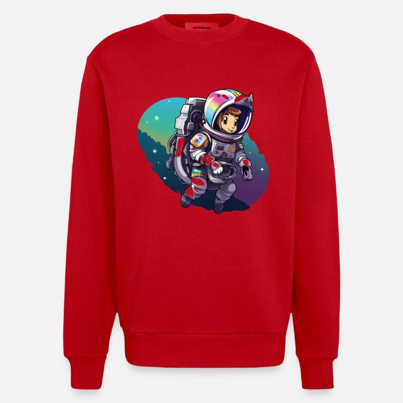 Astronaute d’aventure spatiale - Sweat bio épais oversize fabriqué en UE - rouge
