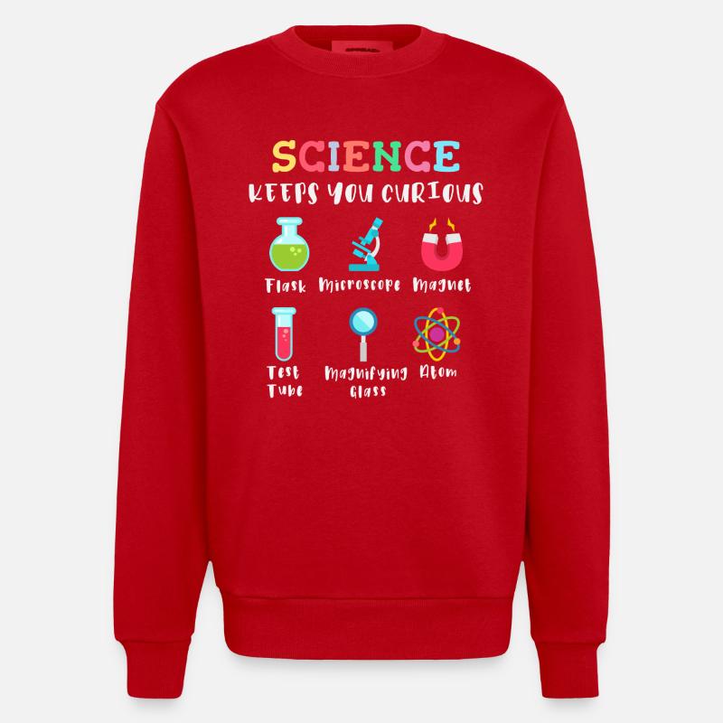 La science suscite la curiosité - Sweat bio épais oversize fabriqué en UE - rouge