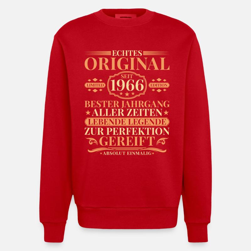 Millésime d’anniversaire 1966 Née millésime - Sweat bio épais oversize fabriqué en UE - rouge