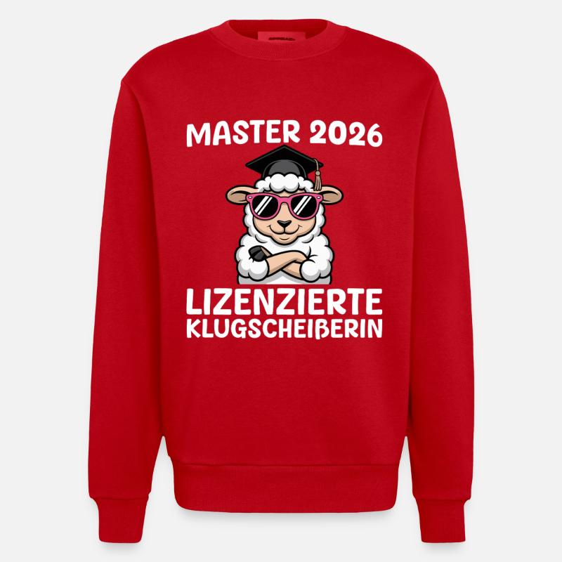 Master 2026 Schaf Masterprüfung Bestanden - Heavyweight Oversized Organic Crew Neck Made in EU - Rot