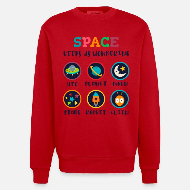 L’espace suscite la curiosité - Sweat bio épais oversize fabriqué en UE - rouge