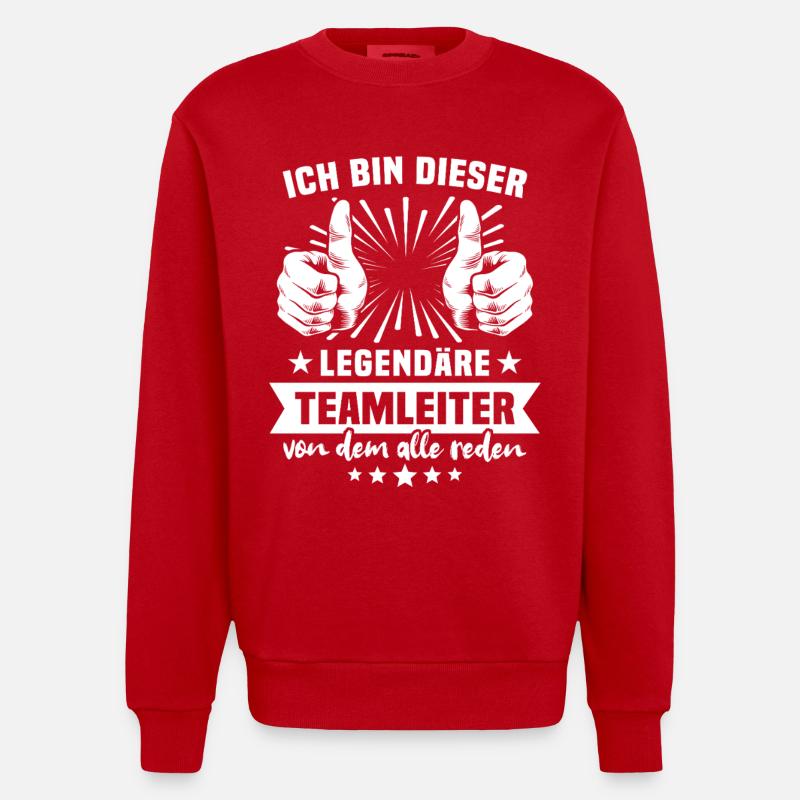 Teamleiter Legende - Heavyweight Oversized Organic Crew Neck Made in EU - Rot