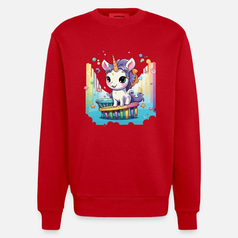 Pastel uni sur diapositive arc-en-ciel - Sweat bio épais oversize fabriqué en UE - rouge