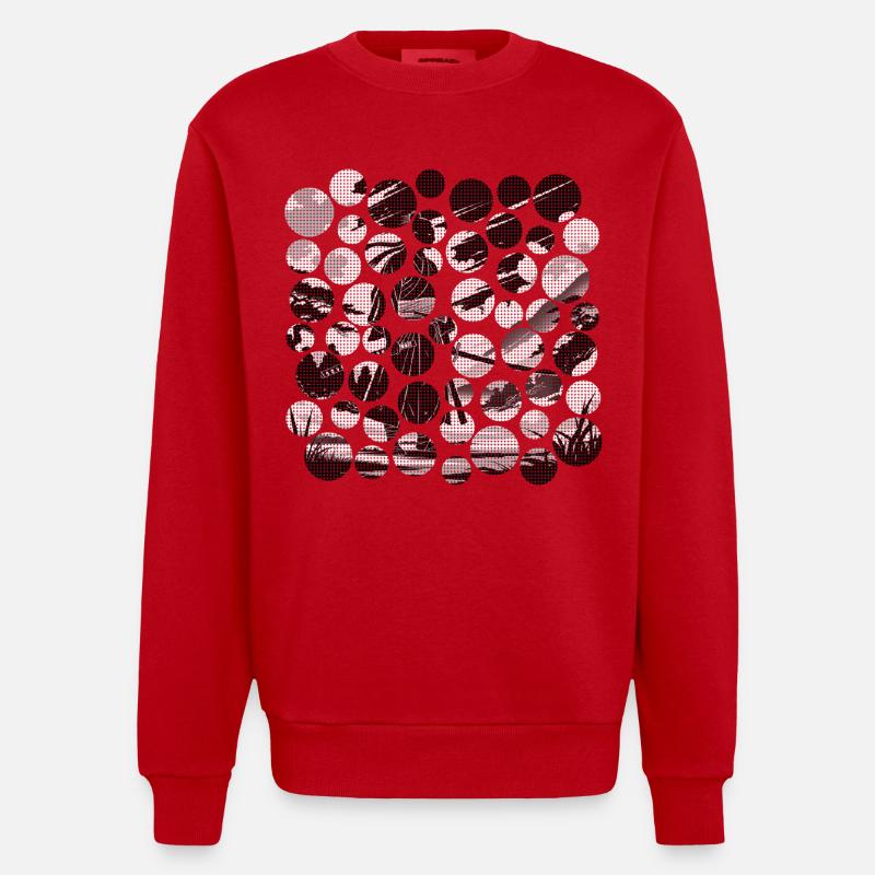 Japanischer Samurai in Schwarz-Weiß Landschaft - Heavyweight Oversized Organic Crew Neck Made in EU - Rot