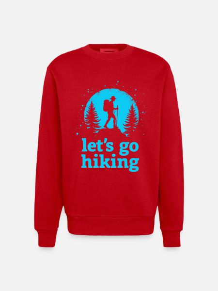 Let's go hiking mountaineer hiker silhouette - Heavyweight Oversized Organic Crew Neck Made in EU - red