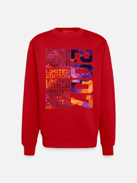 19TH BIRTHDAY LIMITED EDITION 2007 - Heavyweight Oversized Organic Crew Neck Made in EU - red