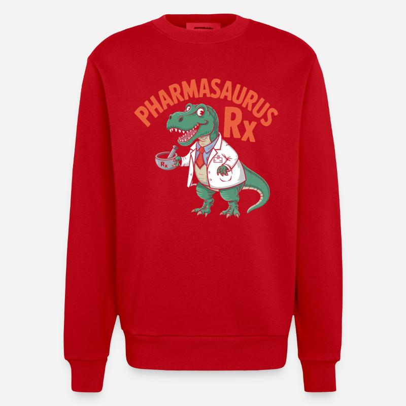 PharmaSaurus RX Doctoral Alligator - Sweat bio épais oversize fabriqué en UE - rouge