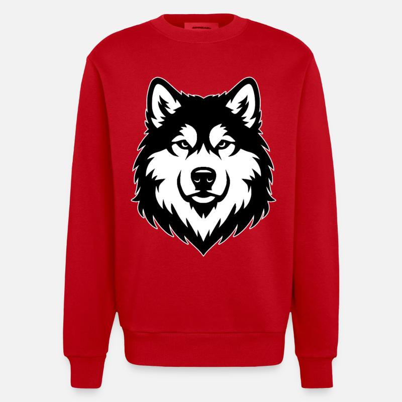 Malamute d’Alaska noir blanc - Sweat bio épais oversize fabriqué en UE - rouge