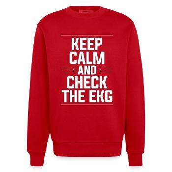 Cardiac Tech Keep Calm And Check The Cath Lab - Heavyweight Oversized Organic Crew Neck Made in EU - Rot - Vorne - AI Model Female 172 light (172cm) & AI Model Male 178 light (178cm)