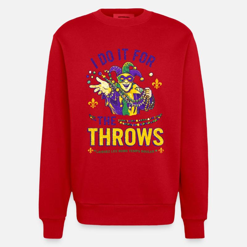 Perles Bouffons du Mardi Gras - Sweat bio épais oversize fabriqué en UE - rouge