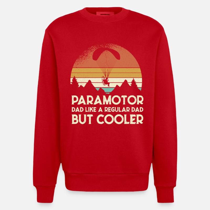 Paramotor Dad Retro Sunset - Heavyweight Oversized Organic Crew Neck Made in EU - red