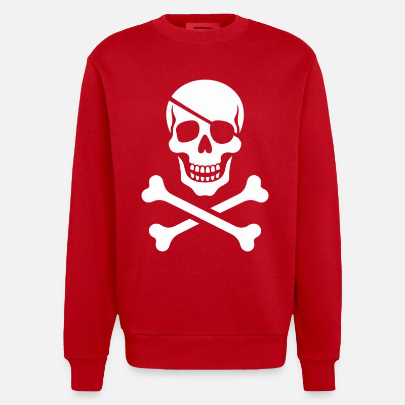 Schädel und Knochen Kreuzdesign - Heavyweight Oversized Organic Crew Neck Made in EU - Rot