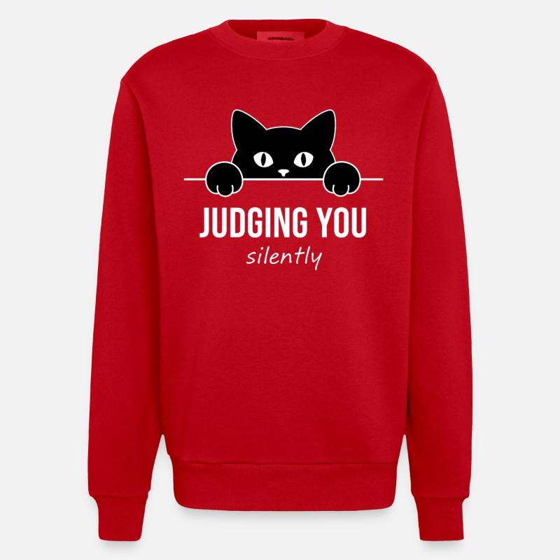 Te juger silencieusement - Chat drôle - Sweat bio épais oversize fabriqué en UE - rouge