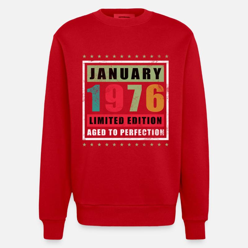 Janvier 1976 Édition limitée - Sweat bio épais oversize fabriqué en UE - rouge