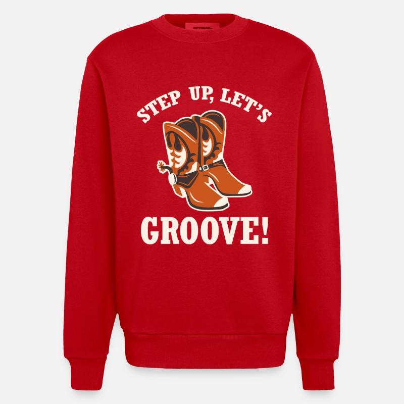 Step Up Boots Groove - Heavyweight Oversized Organic Crew Neck Made in EU - red