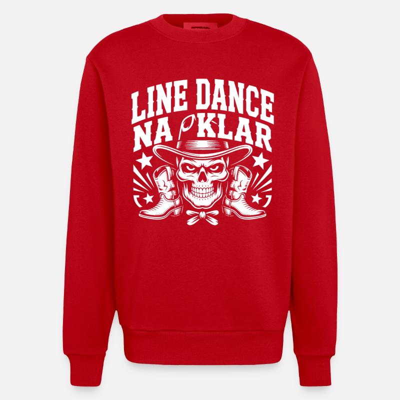 Bone Cowboy Line Dance - Heavyweight Oversized Organic Crew Neck Made in EU - red