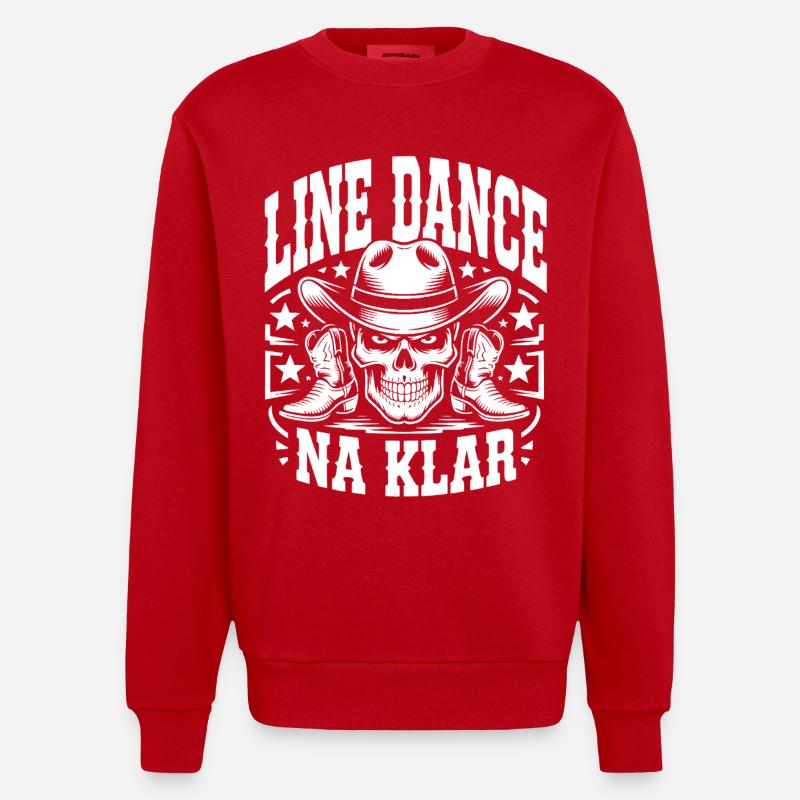 Cowboy en Ligne de Crâne - Sweat bio épais oversize fabriqué en UE - rouge