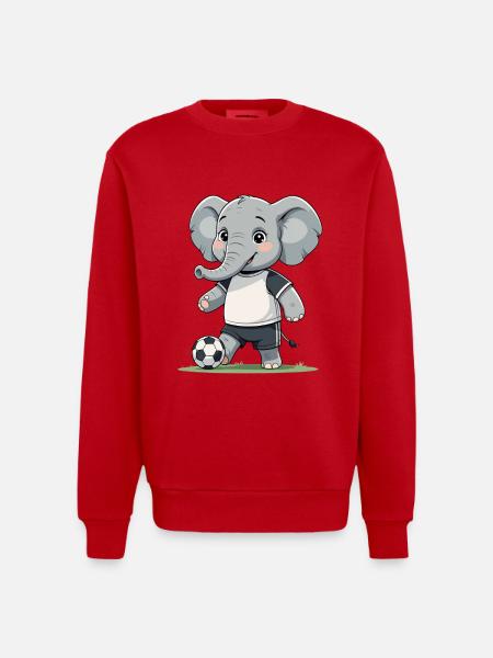 Elefant Fußballkicker - Heavyweight Oversized Organic Crew Neck Made in EU - Rot