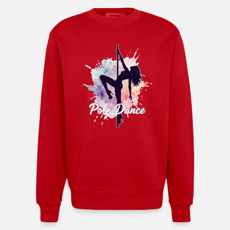 Pole Dance Poledancerinnen Aquarell stark Geschenk - Heavyweight Oversized Organic Crew Neck Made in EU - Rot