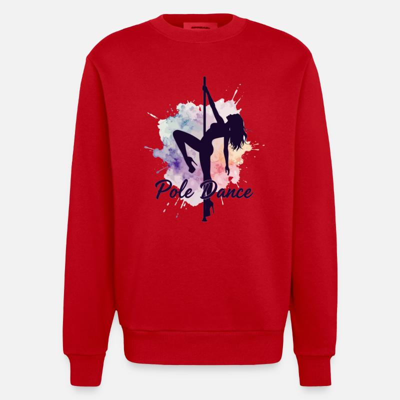 Pole Dance Poledancerinnen Aquarell stark Geschenk - Heavyweight Oversized Organic Crew Neck Made in EU - Rot