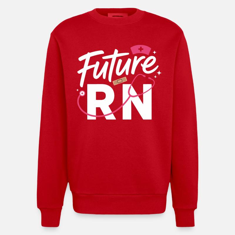 Future RN Stethoskop & Klinik - Heavyweight Oversized Organic Crew Neck Made in EU - Rot