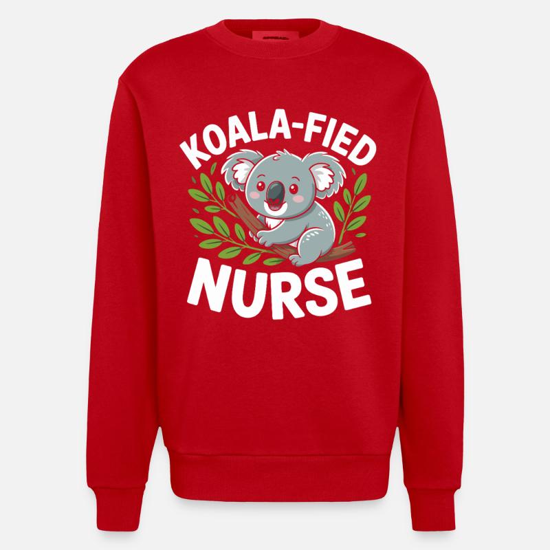 Infirmière koala dans l’arbre - Sweat bio épais oversize fabriqué en UE - rouge