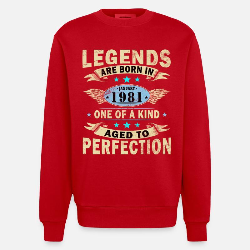 Janvier 1981 anniversaire janvier 1981 Janvier - Sweat bio épais oversize fabriqué en UE - rouge