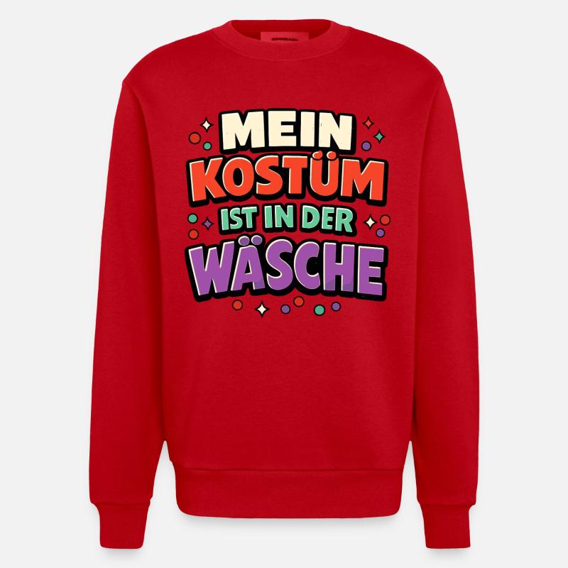 Fasching Kostüm Wäsche Spruch Lustig Geschenk - Heavyweight Oversized Organic Crew Neck Made in EU - Rot