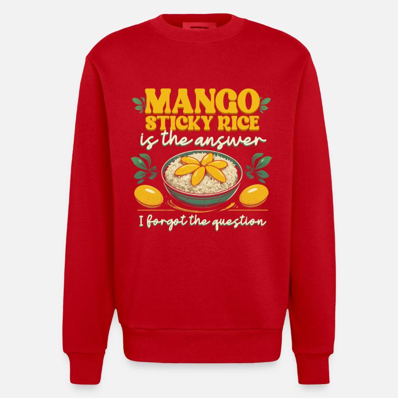 Mango Sticky Reis Is The Answer - Heavyweight Oversized Organic Crew Neck Made in EU - Rot