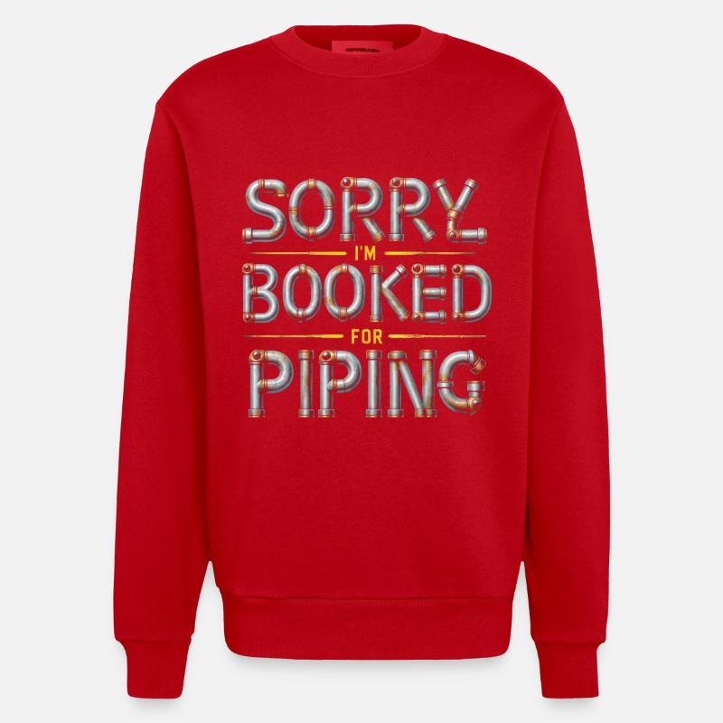 Pipe Layer Pipeline Builder - Heavyweight Oversized Organic Crew Neck Made in EU - red