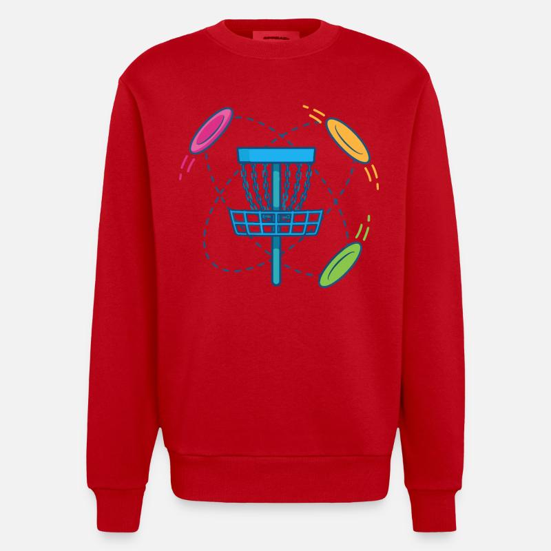 Disc-Golf-Korb und Flying Discs-Szene - Heavyweight Oversized Organic Crew Neck Made in EU - Rot