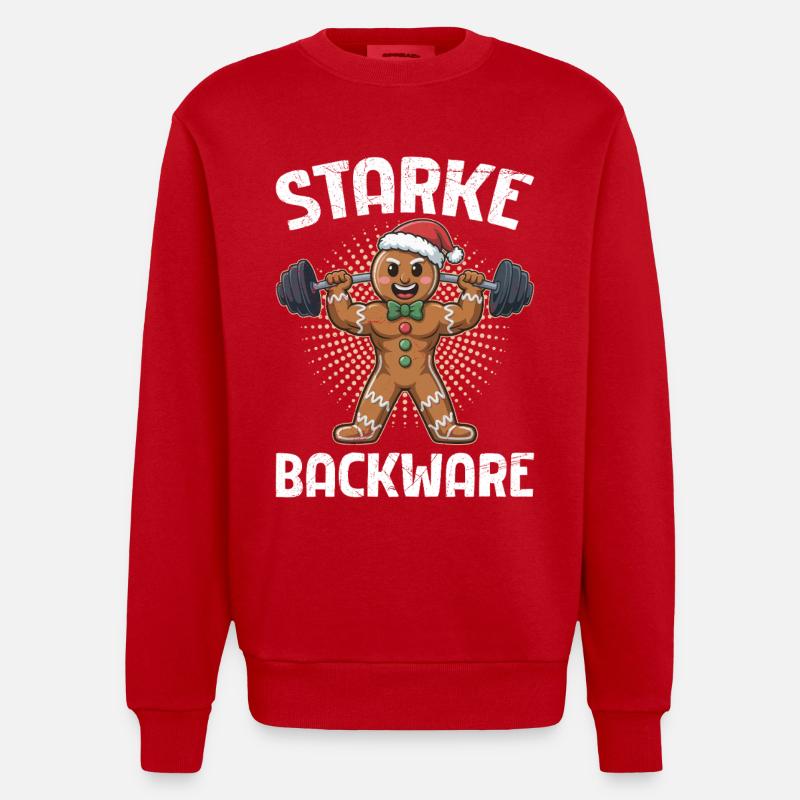 Lebkuchenmann STARKE BACKWARE Lustiges - Heavyweight Oversized Organic Crew Neck Made in EU - Rot