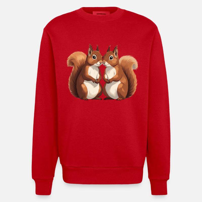 Zwillings Eichhörnchen Liebespaar - Heavyweight Oversized Organic Crew Neck Made in EU - Rot
