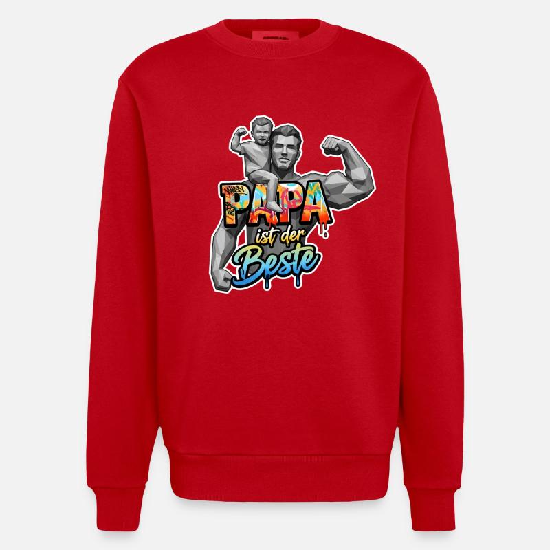 Papa ist der Beste - Heavyweight Oversized Organic Crew Neck Made in EU - Rot