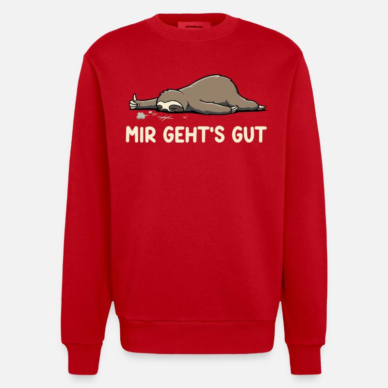 I'm fine – Funny sloth saying - Heavyweight Oversized Organic Crew Neck Made in EU - red