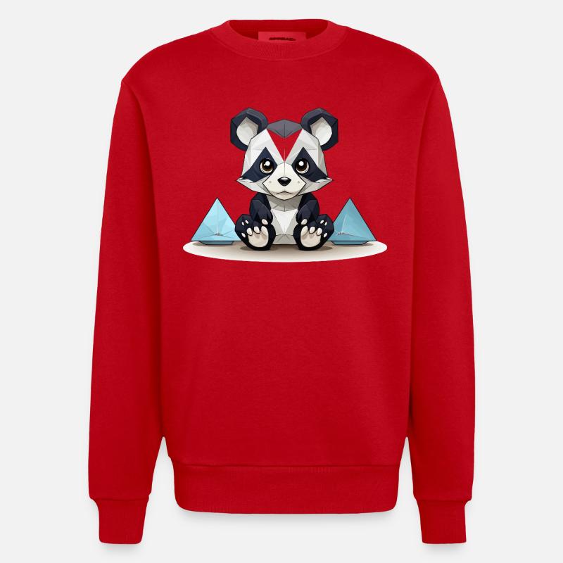 Low-Poly Panda am Eisgebirge - Heavyweight Oversized Organic Crew Neck Made in EU - red