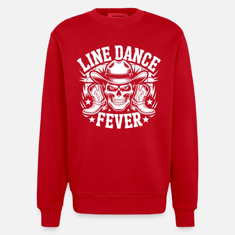 Line Dance Forever Skull - Heavyweight Oversized Organic Crew Neck Made in EU - red
